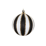 Bauble White with Black & Gold Stripe 150mm - Christmas Decorations Brisbane