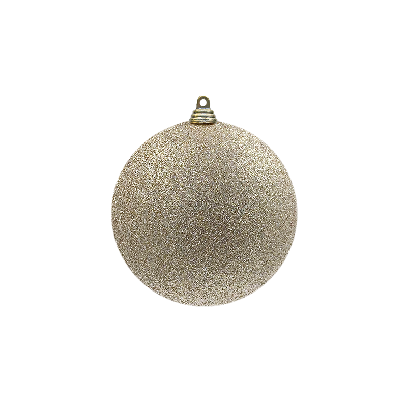 Bauble Glitter Champagne 100mm - Christmas Decorations Brisbane