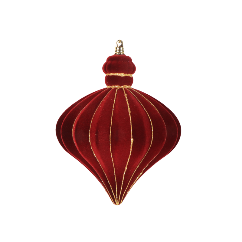 Bauble Flock Burgundy with Gold Glitter 150mm - Christmas Decorations Brisbane