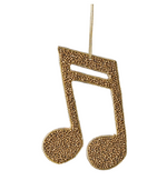Music Note Hanging Beaded Gold 16cm - Christmas Decorations Brisbane