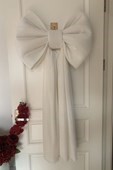 Bow Long Tail Velvet Ivory 50cm - Christmas Decorations Brisbane