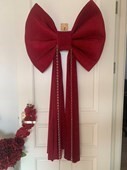 Bow Long Tail Velvet Red 50cm - Christmas Decorations Brisbane