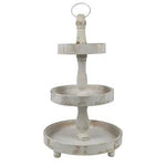 Stand 3 Tier Round White Wash 65cm - Christmas Decorations Brisbane
