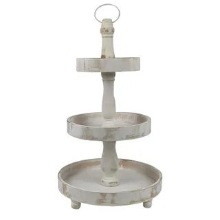 Stand 3 Tier Round White Wash 65cm - Christmas Decorations Brisbane