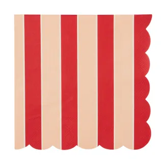 Napkin Red/Cream Variegated Edge 20 Pack 33cm - Christmas Decorations Brisbane