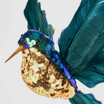 Hummingbird Sequin Hanging Blue 15cm - Christmas Decorations Brisbane