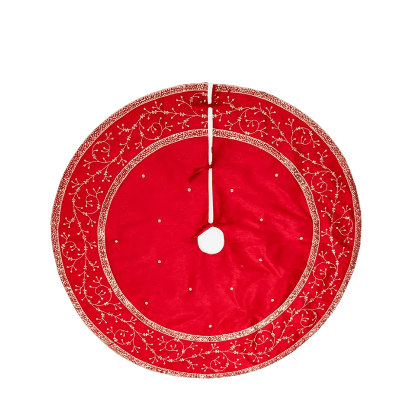 Tree Skirt Red Silk 120cm - Christmas Decorations Brisbane