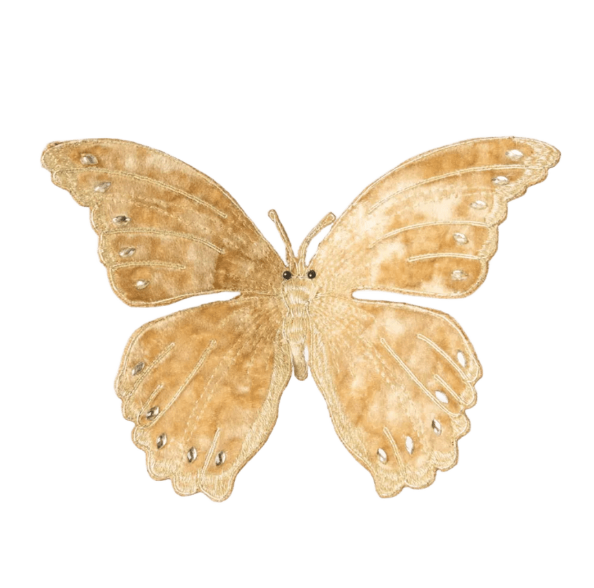 Butterfly Clip-On Velvet Champagne 15cm - Christmas Decorations Brisbane