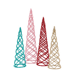 Tinsel Swirling Cone Tree Gold 40cm - Christmas Decorations Brisbane