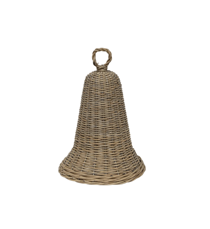 Bell Wicker Natural Grey 32cm - Christmas Decorations Brisbane