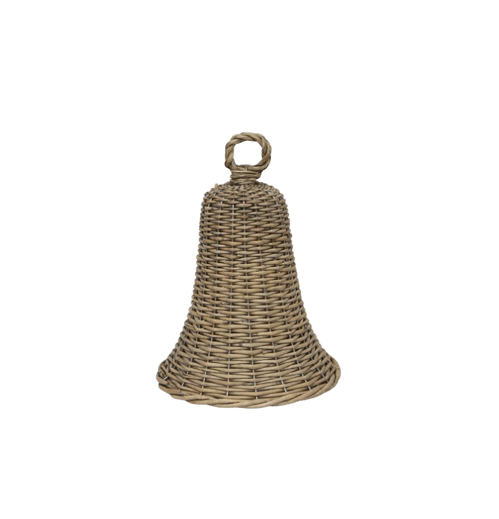 Bell Wicker Natural Grey 20cm - Christmas Decorations Brisbane