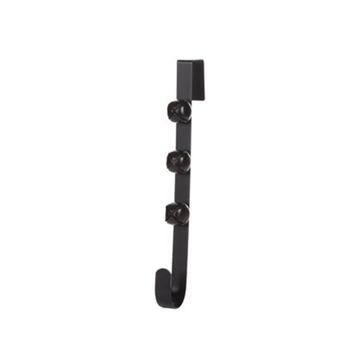 Matte black wreath hanger with three bells