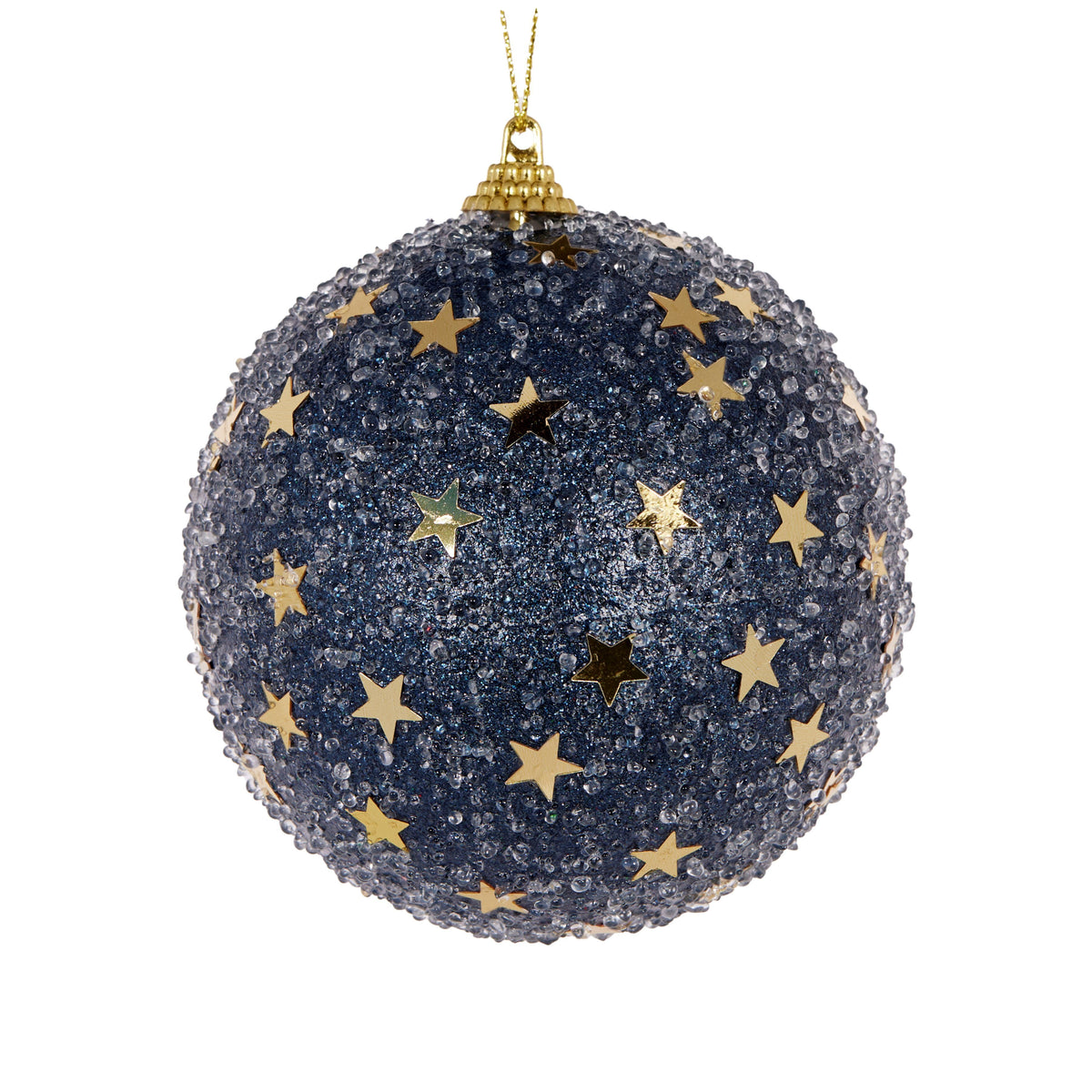Bauble Gold Star Midnight Blue 10cm