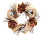 Wreath Hessian with Coffee Magnolia 65cm - Christmas Decorations Brisbane