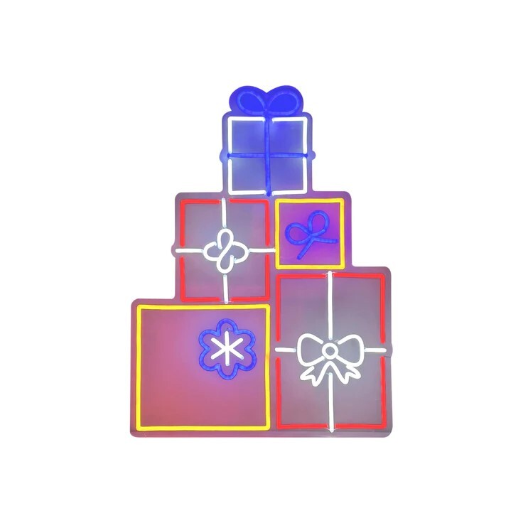 Neon Gift Boxes Sign 80 x 59cm