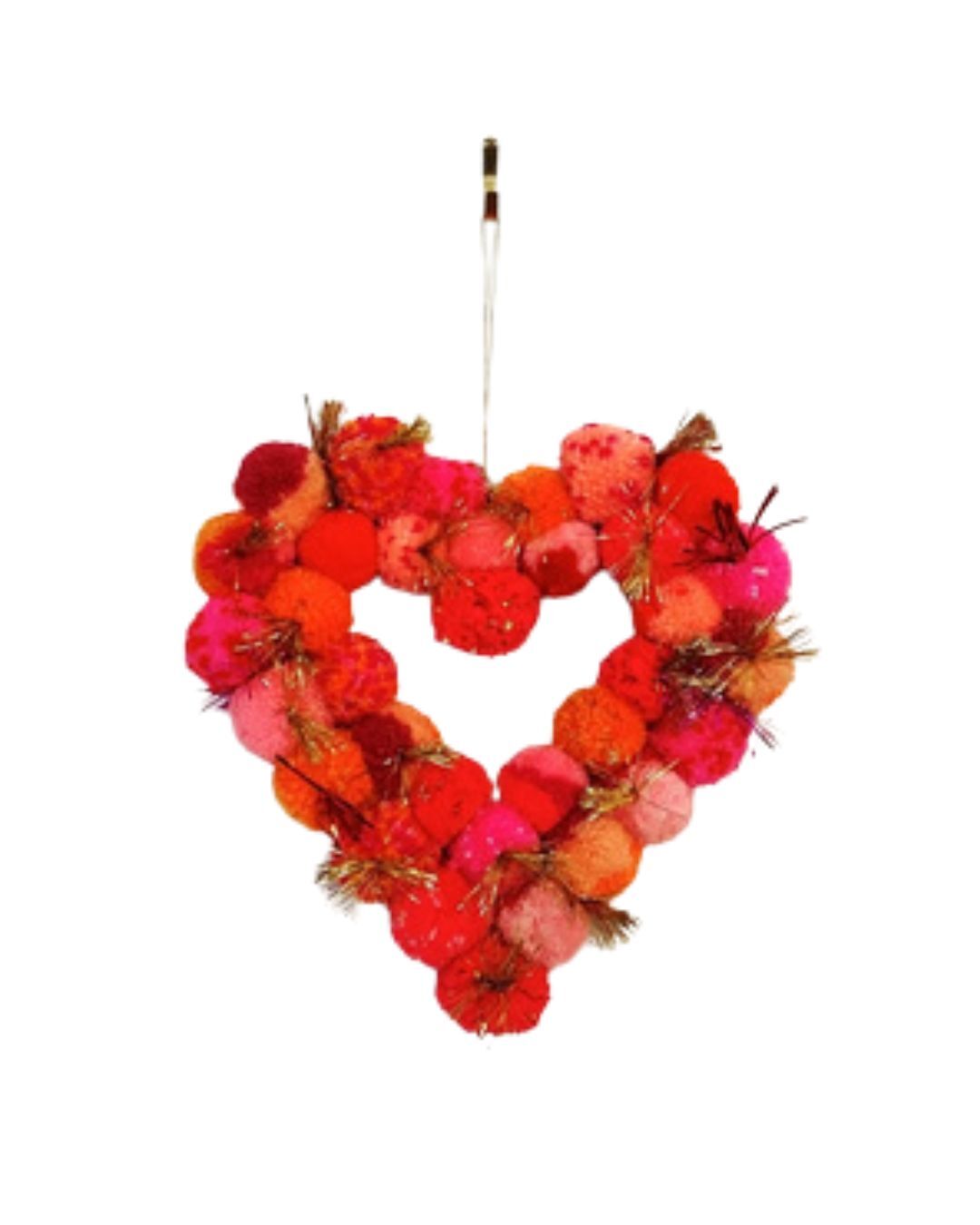 PomPom Heart Pink & Red 26cm - Christmas Decorations Brisbane