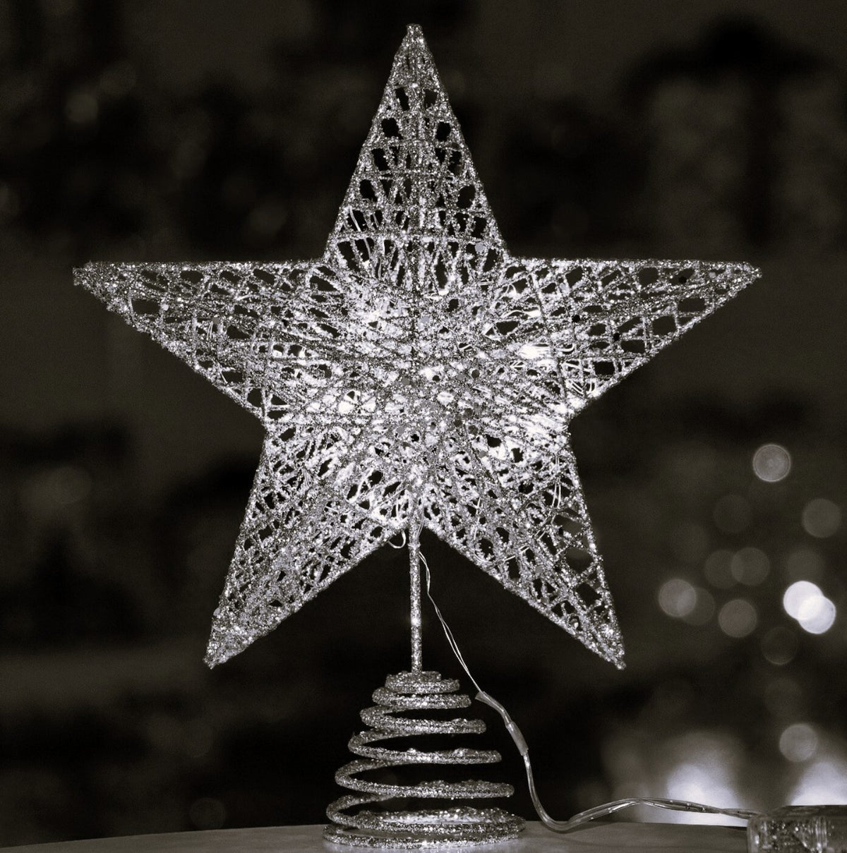 Tree Topper Star Silver LED 30cm
