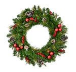 Wreath Red Berries with Pinecone Pre-Lit 90cm - Christmas Decorations Brisbane