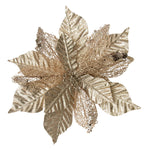 Poinsettia Flower Champange Metallic Clip On 31cm - Christmas Decorations Brisbane