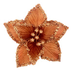 Poinsettia Flower Copper Glitter Edge Clip On 22cm - Christmas Decorations Brisbane