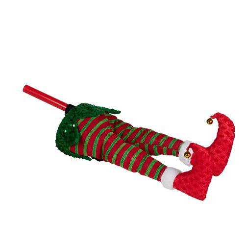 Battery-operated kicking elf legs made to insert amongst tree branches