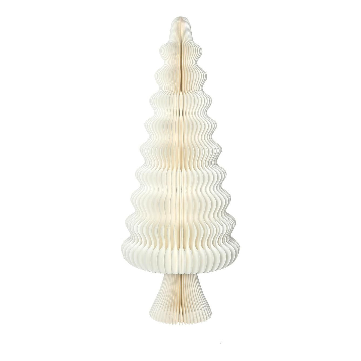 Decorative tabletop tree with a wavy pattern made from off-white paper