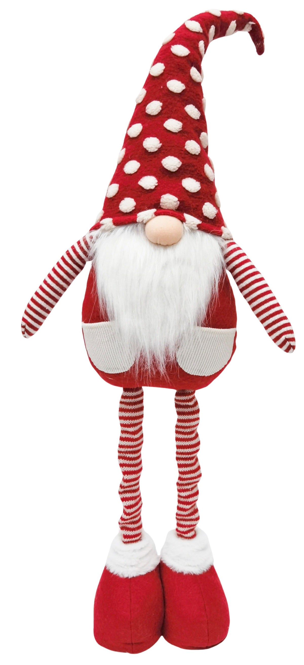 Christmas Gnome with extendable legs and a spotty hat