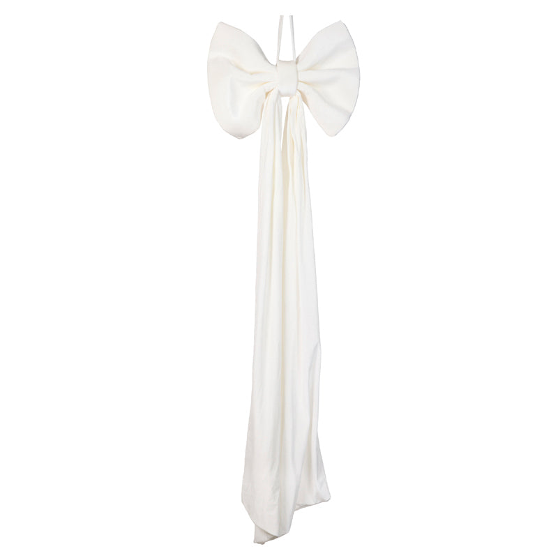 Bow Long Tail White 90cm - Christmas Decorations Brisbane