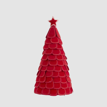 Cone Tree Scallop Leaf Red 55cm