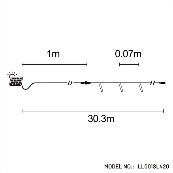 Light Solar Green Cable Cool White 30m - Christmas Decorations Brisbane