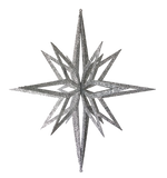 Star 3D Silver Glitter 20cm - Christmas Decorations Brisbane
