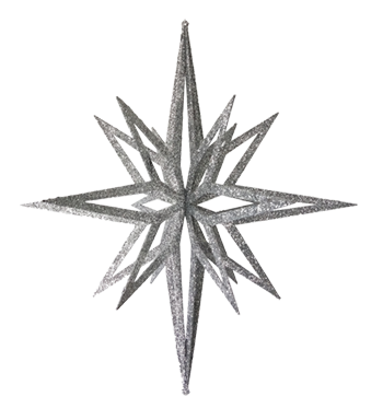 Star 3D Silver Glitter 40cm - Christmas Decorations Brisbane