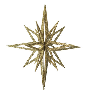Star 3D Glitter Gold 40cm - Christmas Decorations Brisbane