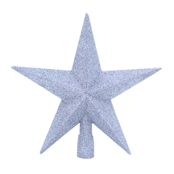 Tree Topper Star Glitter Silver 20cm - Christmas Decorations Brisbane